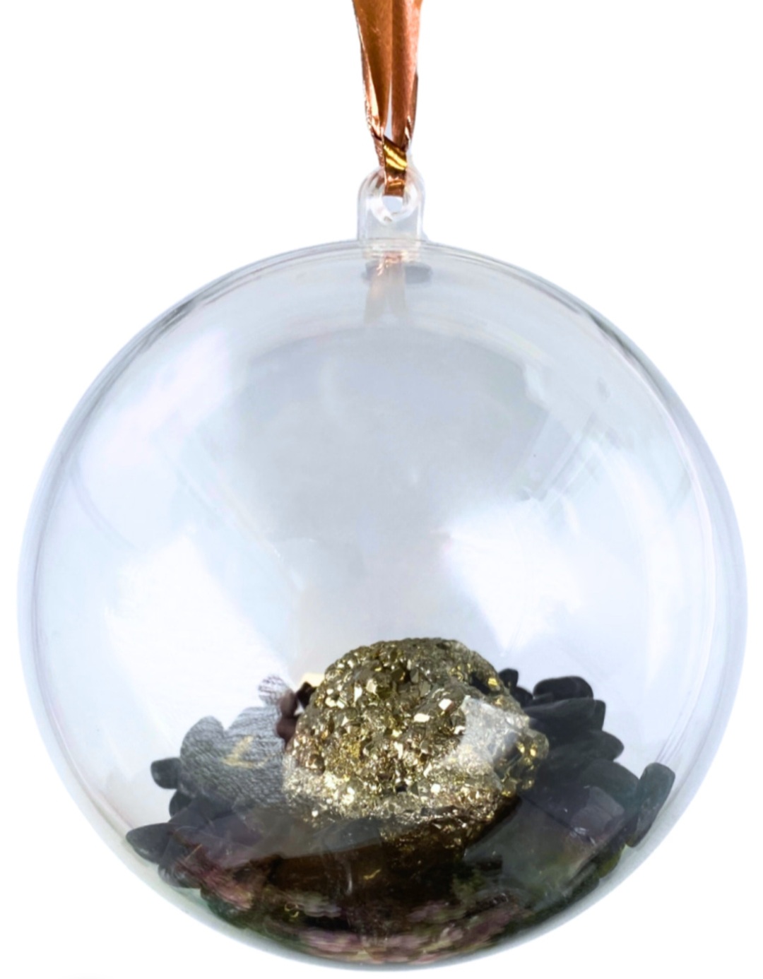 Kerstbal met zwarte toermalijn en pyriet