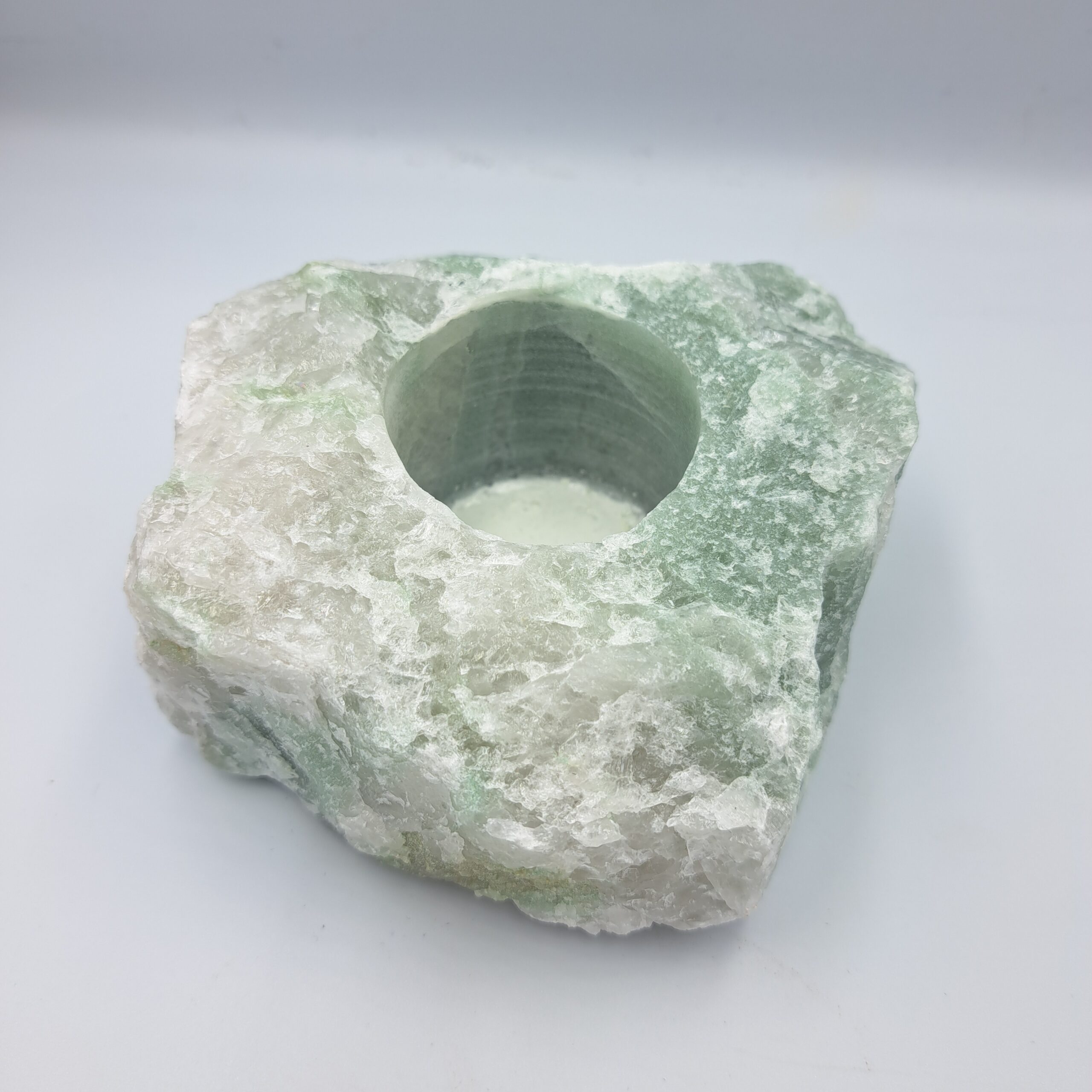 Groene kwarts/Bergkristal Waxinelichthouder